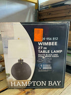 Wimbee 26.5 in. Ceramic Black Indoor Table Lamp with White Fabric Shade