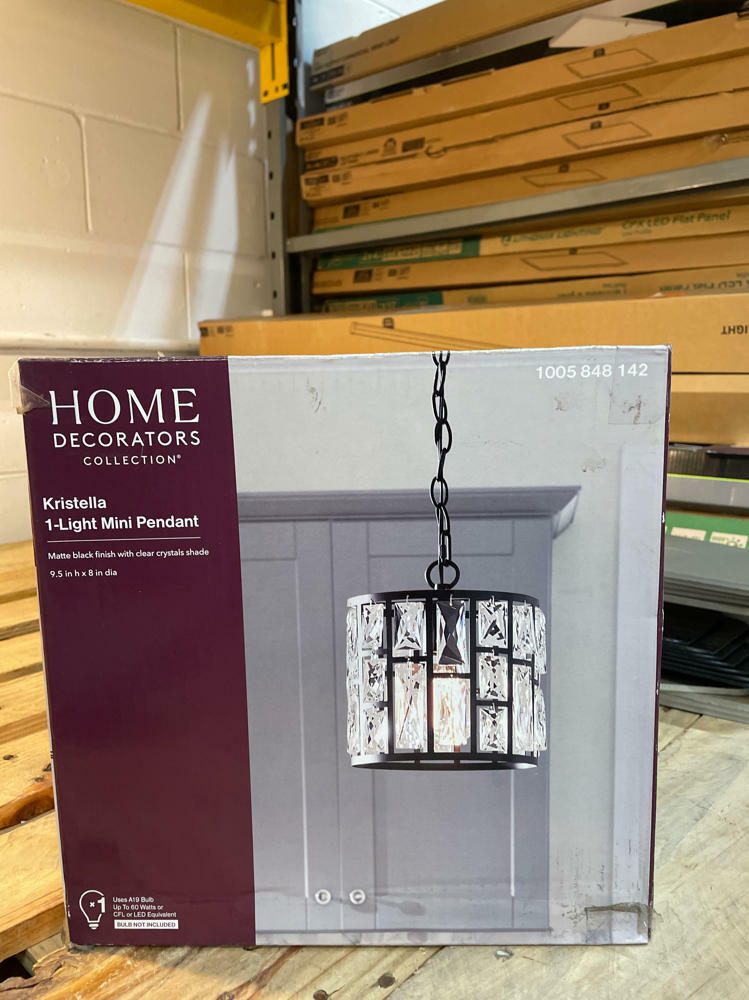 Matte Black Pendant with Clear Crystals