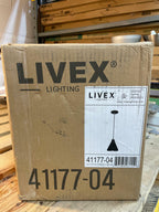Livex Lighting 41177-04 Metal Shade - 7" One Light Mini Pendant, Black Finish with Black Metal/Gold Shade