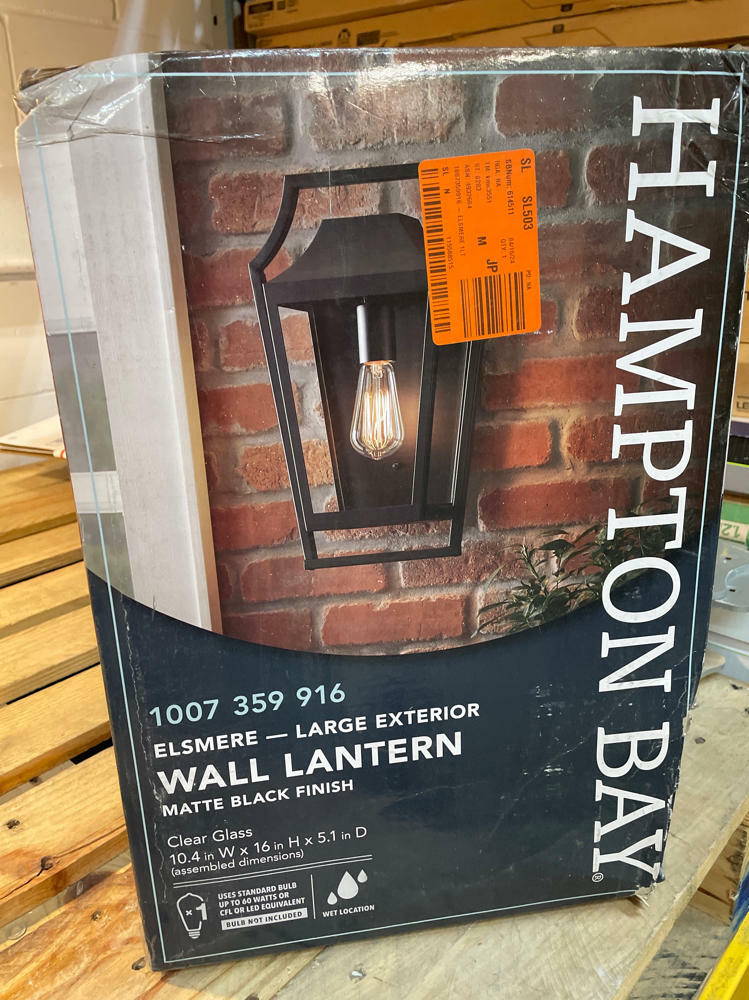 Hampton Bay Elsmere 16 in. Matte Black 1-Light Outdoor Line Voltage Wall Sconce with No Bulb Included