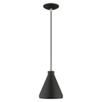 Livex Lighting 41177-04 Metal Shade - 7" One Light Mini Pendant, Black Finish with Black Metal/Gold Shade