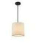 Monteaux Lighting 1-Light Black Drum Pendant with Linen Shade