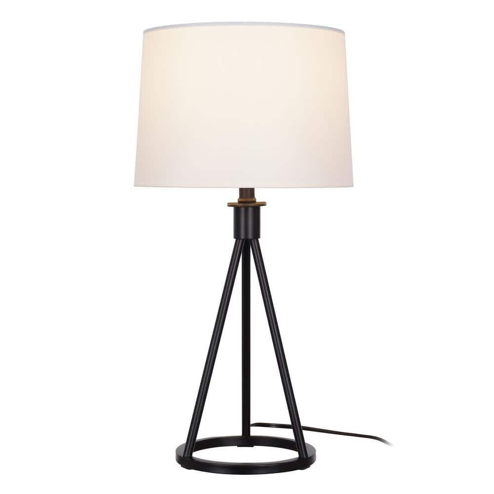 Higgins 23.75 in. Black Tripod Table Lamp with Round Base