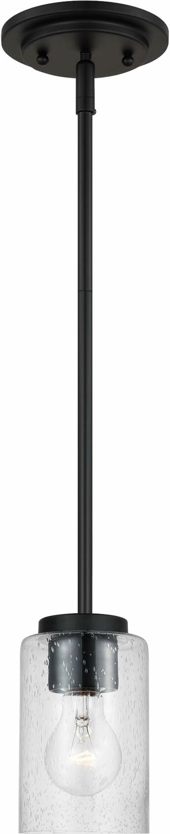 Generation Lighting 61170-112 Oslo - 1 Light Pendant in Contemporary Style-5.75 Inches Tall and 4 Inches Wide, Midnight Black Finish with Clear Seeded Glass