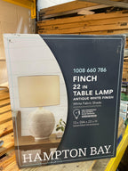 Finch 22 in. Distressed White Ribbed Table Lamp with White Linen Shade