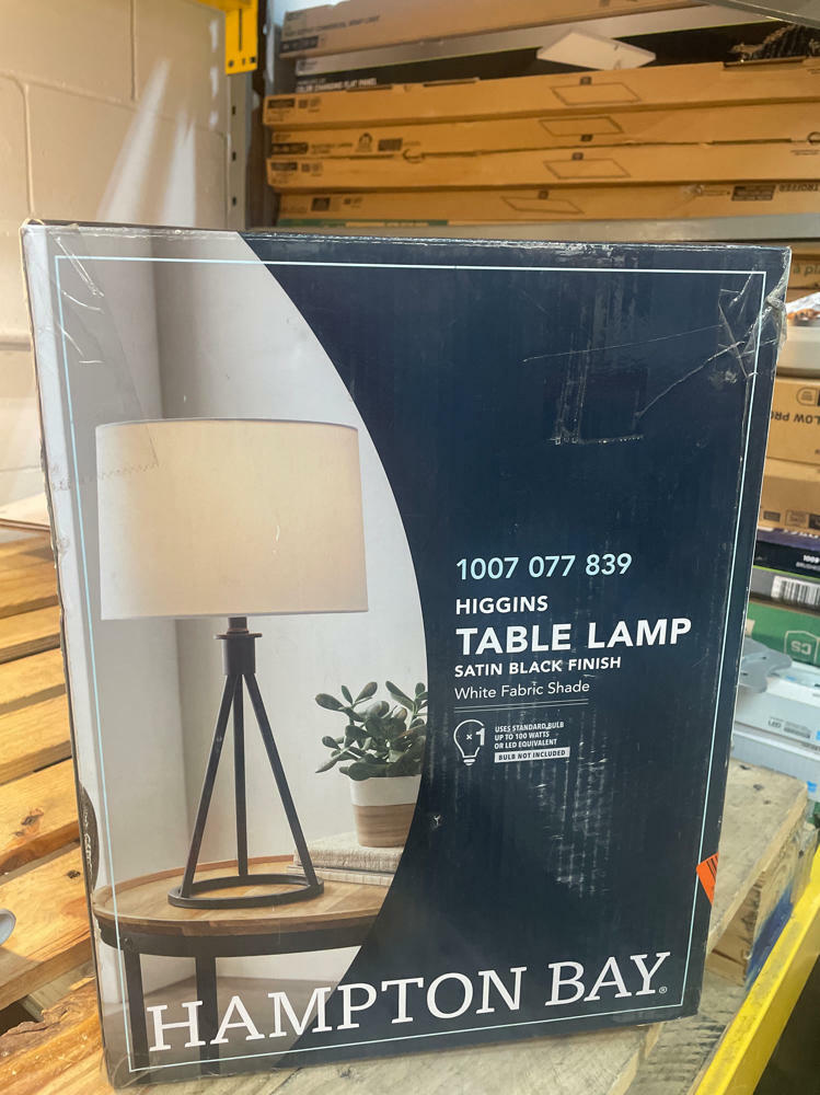 Higgins 23.75 in. Black Tripod Table Lamp with Round Base