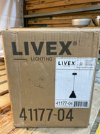 Livex Lighting 41177-04 Metal Shade - 7" One Light Mini Pendant, Black Finish with Black Metal/Gold Shade