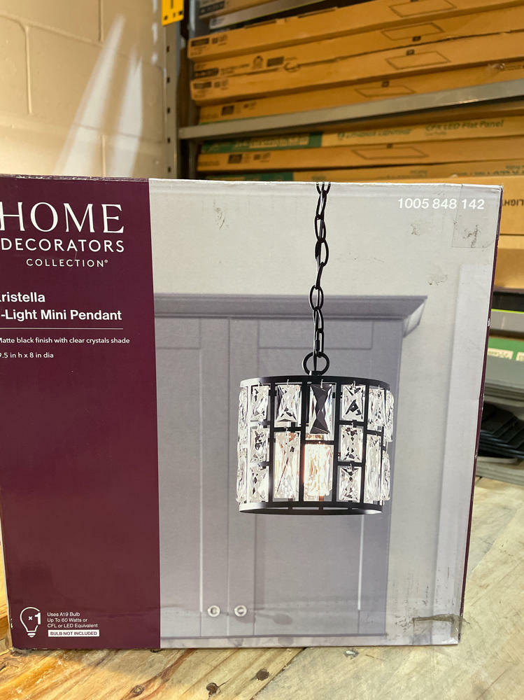 Matte Black Pendant with Clear Crystals