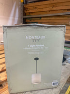 Monteaux Lighting 1-Light Black Drum Pendant with Linen Shade
