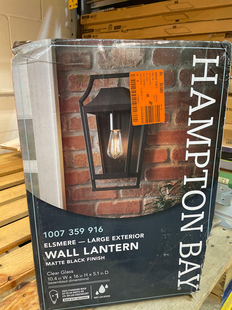 Hampton Bay Elsmere 16 in. Matte Black 1-Light Outdoor Line Voltage Wall Sconce with No Bulb Included