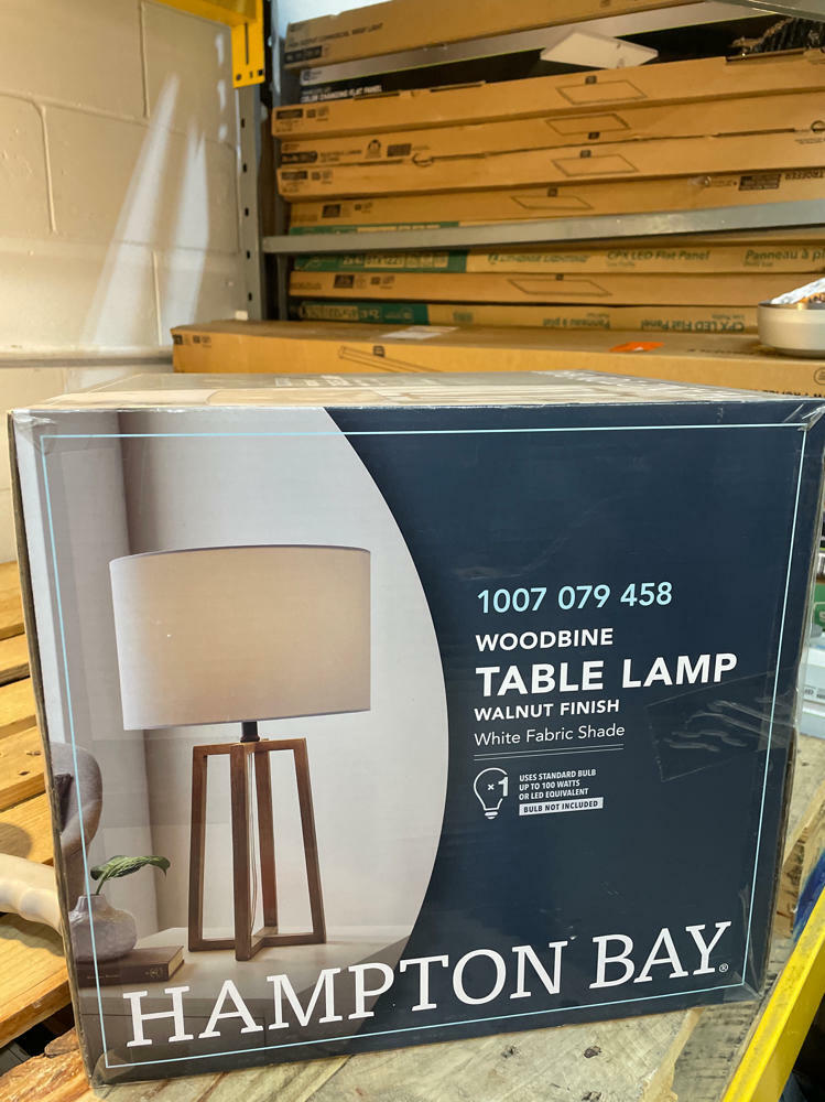 Hampton Bay Woodbine 23.5 in. Walnut Wood Table Lamp