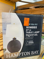 Wimbee 26.5 in. Ceramic Black Indoor Table Lamp with White Fabric Shade