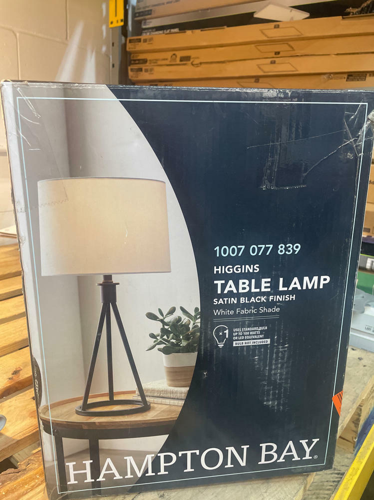 Higgins 23.75 in. Black Tripod Table Lamp with Round Base