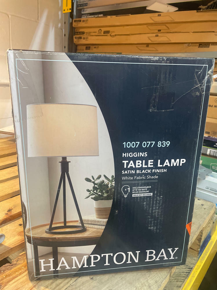 Higgins 23.75 in. Black Tripod Table Lamp with Round Base