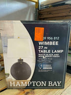 Wimbee 26.5 in. Ceramic Black Indoor Table Lamp with White Fabric Shade