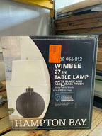Wimbee 26.5 in. Ceramic Black Indoor Table Lamp with White Fabric Shade
