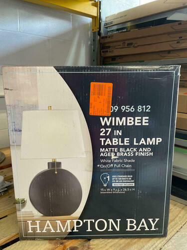 Wimbee 26.5 in. Ceramic Black Indoor Table Lamp with White Fabric Shade