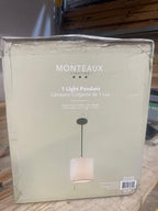 Monteaux Lighting 1-Light Black Drum Pendant with Linen Shade