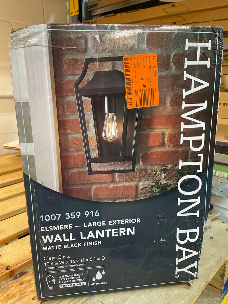 Hampton Bay Elsmere 16 in. Matte Black 1-Light Outdoor Line Voltage Wall Sconce with No Bulb Included